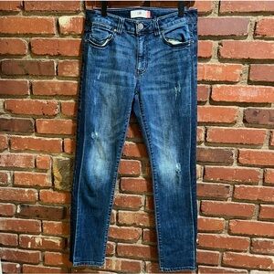 CAbi Womens Jeans Tuxedo High Rise Straight Leg Stretch Denim Blue Size 6-FLAWED